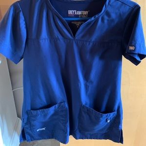 Two pockets, greys anatomy navy blue scrub top
